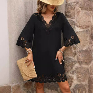 ZARA Summer Womens Sexy Lace Neck Hollow Out Dress